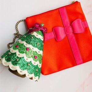 Betsy Johnson Christmas Tree purse with bonus StudioDIY clutch